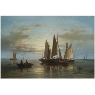 Abraham Hulk - Dutch Boats Clustered By The Shore