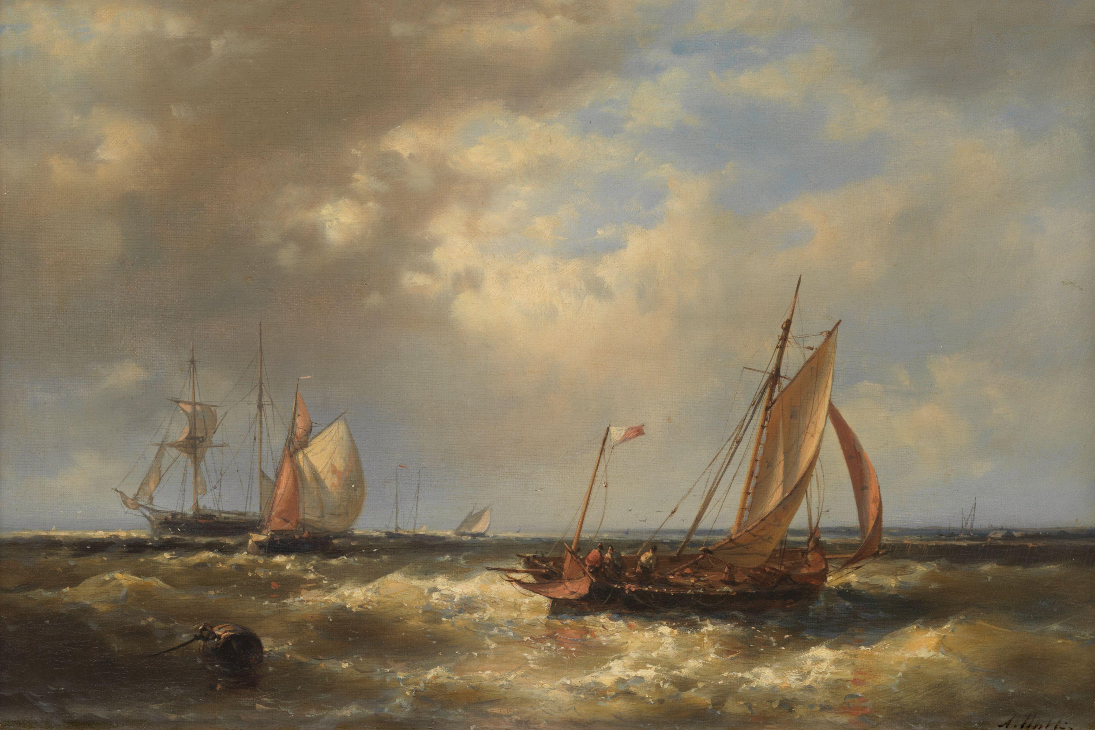 Abraham Hulk - Fishing boats in an estuary; Bringing in the catch, a pair each 30.5 x 45.7cm (12 x 18in). (2)