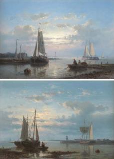 Abraham Hulk - Fishing Boats On An Estuary; And Fishing Boats In A Calm