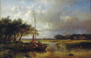 Abraham Hulk - River landscape with a sailing boat