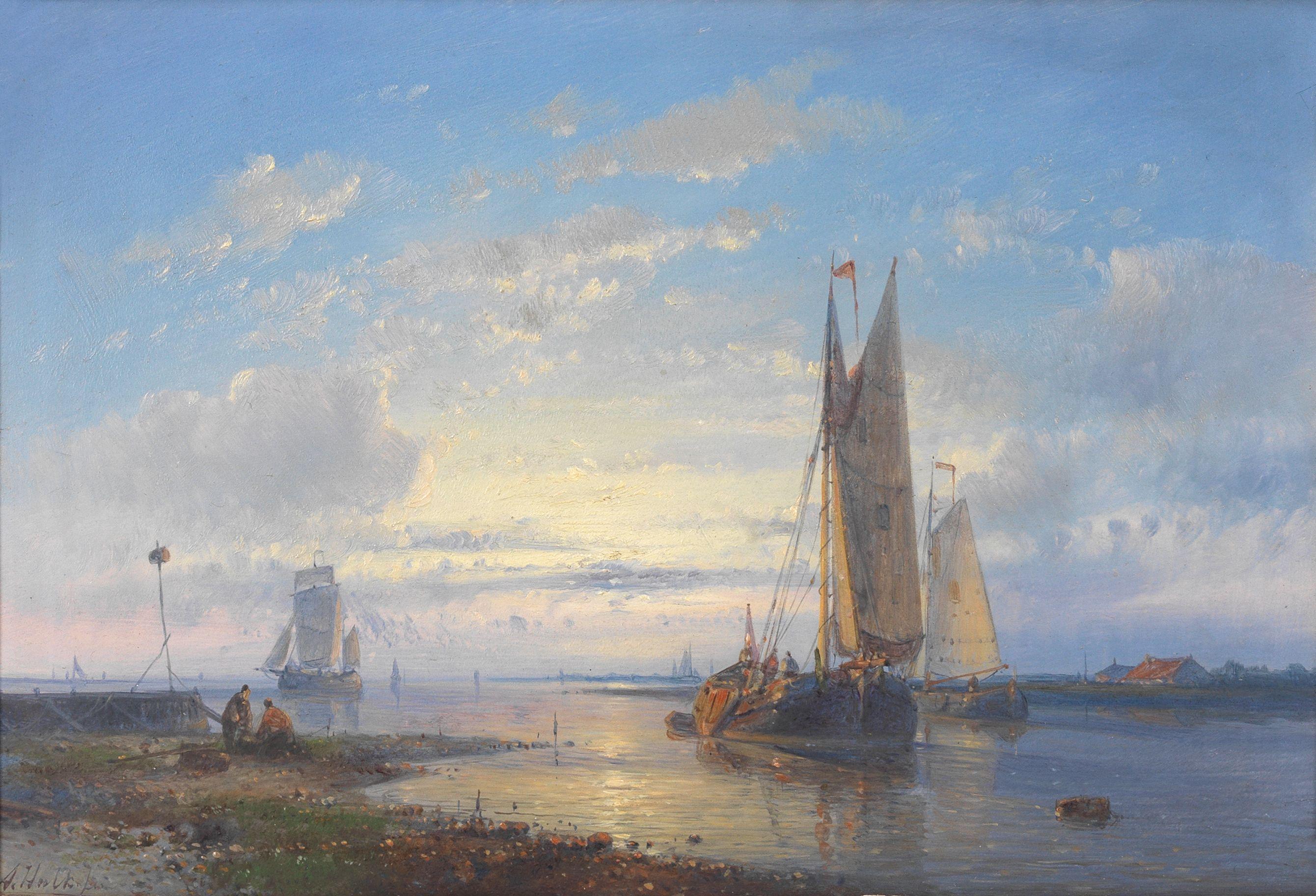 Abraham Hulk - Sailing boats by the shore, a pair