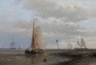 Abraham Hulk - Sailingbarges in an estuary