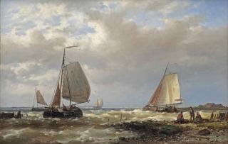 Abraham Hulk - Shipping in a stiff breeze off the Dutch coast