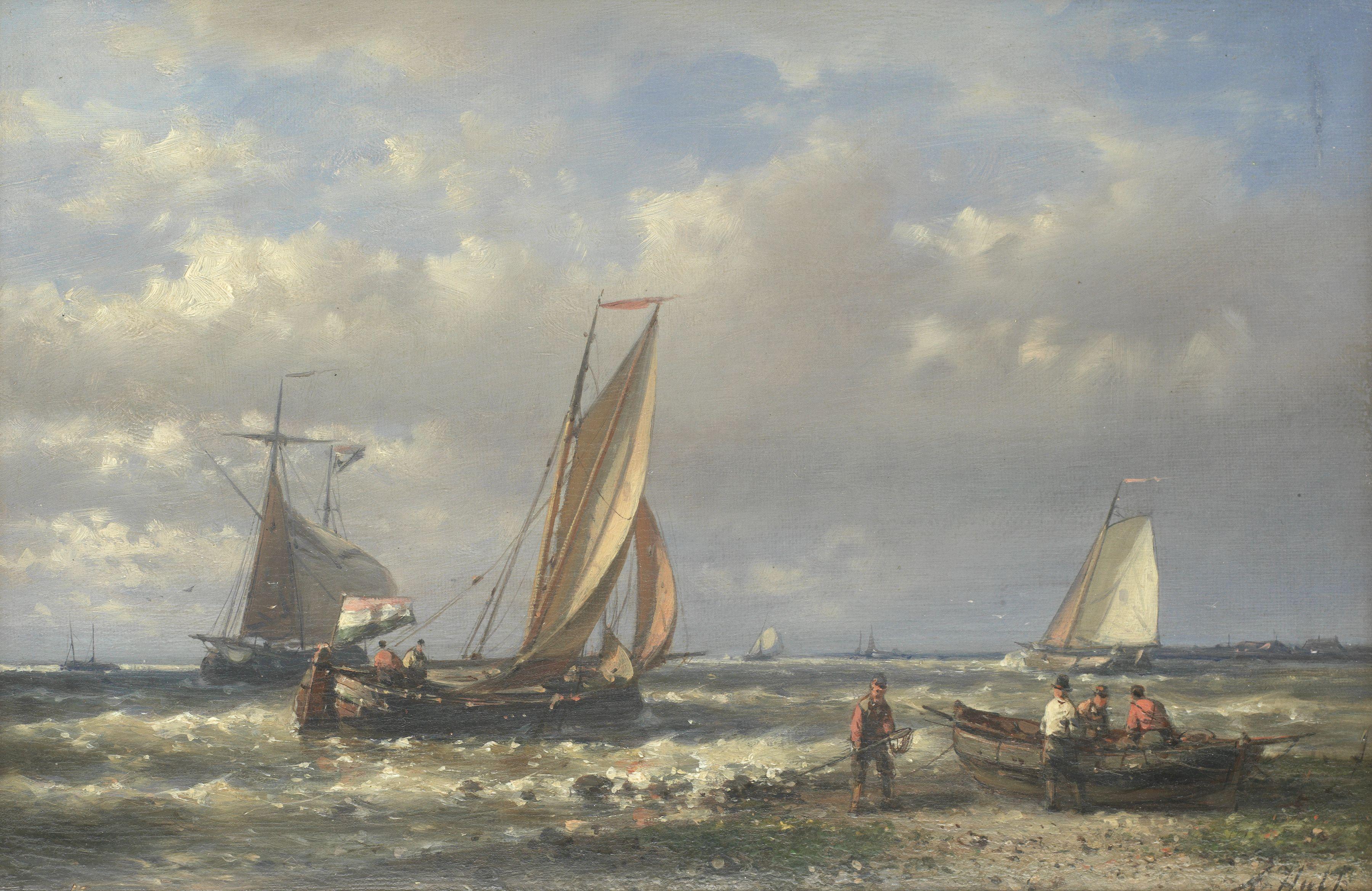 Abraham Hulk - Shipping scenes off the Dutch coast, a pair