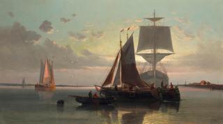 Abraham Hulk - Ships at dusk 24 x 42 1/8in (61 x 107cm)