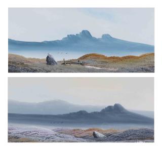 Abraham Hulk - Two moorland landscapes with mountains beyond