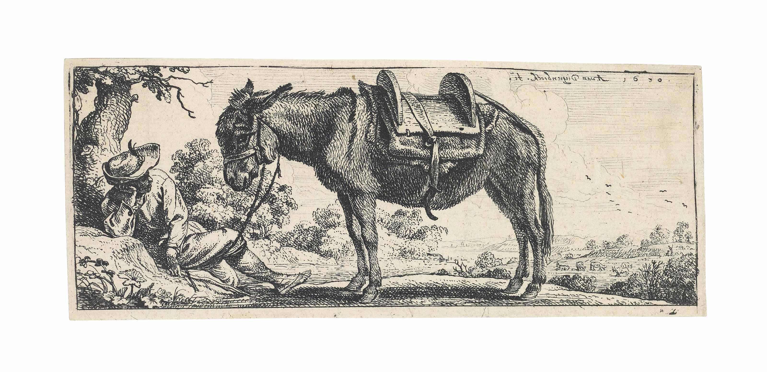 Abraham Jan Van Diepenbeeck - The Resting Peasant And The Saddled Donkey (Holl. 1)