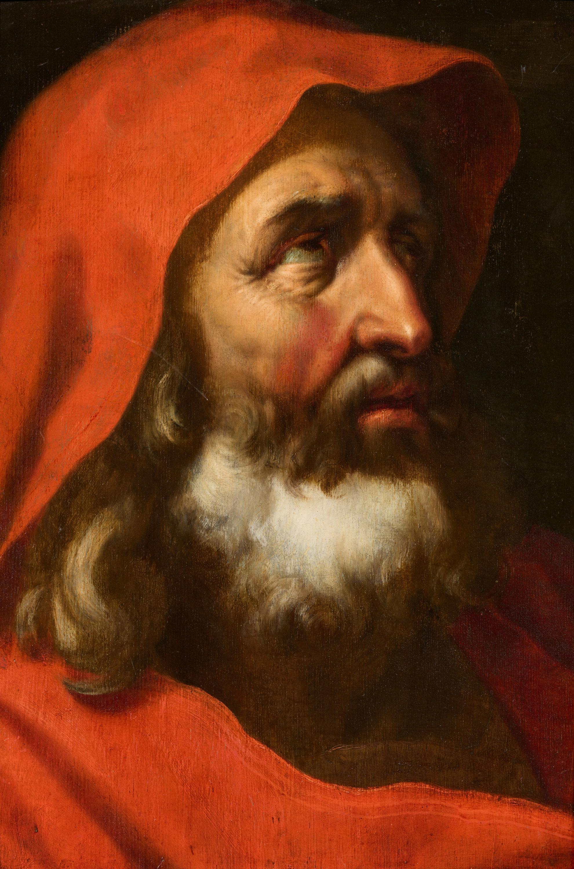 Abraham Janssens van Nuyssen - Bärtiger Herr mit roter Kapuze.