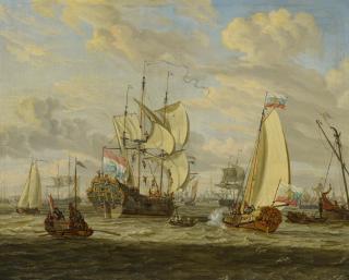 Abraham Jansz Storck - Zar Peter der Große besucht die Fregatte \'Peter und Paul\' auf der Ij vor Amsterdam