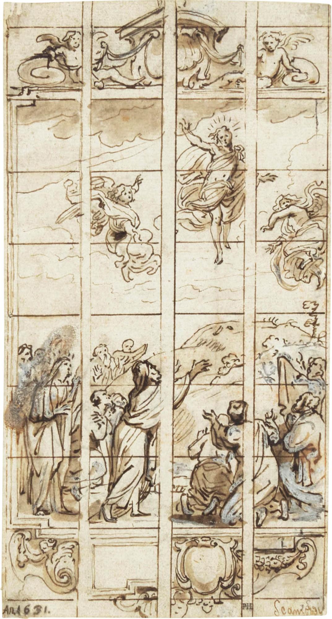 Abraham Jansz. Van Diepenbeeck - Design for a stained glass window of the Resurrection
