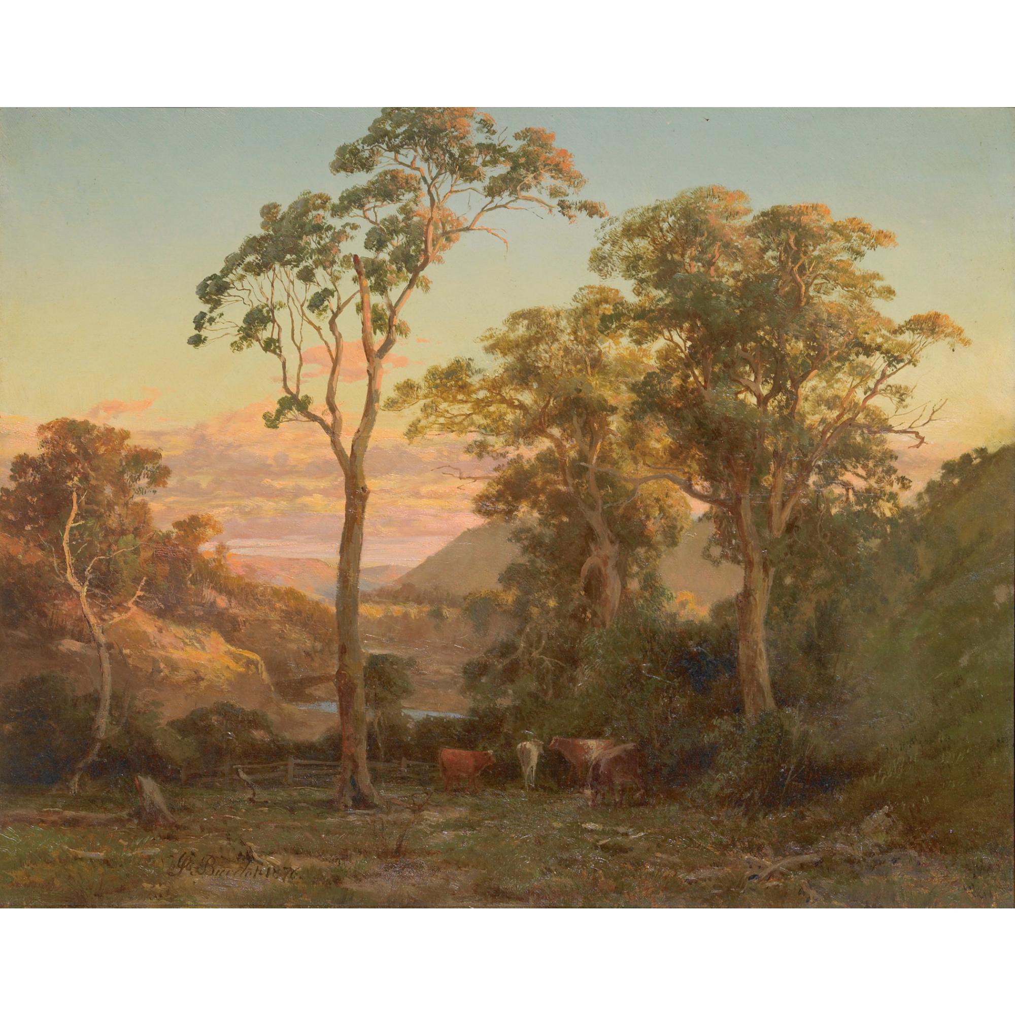 Abraham-Louis Buvelot - Swiss Near Bacchusmarsh [Sic].  Sunset On The Werribee
