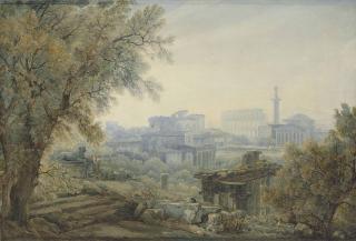 Abraham-Louis-Rodolphe Ducros - A capriccio with Roman architecture