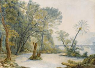 Abraham-Louis-Rodolphe Ducros - A Landscape With The Ponte Molle, Rome