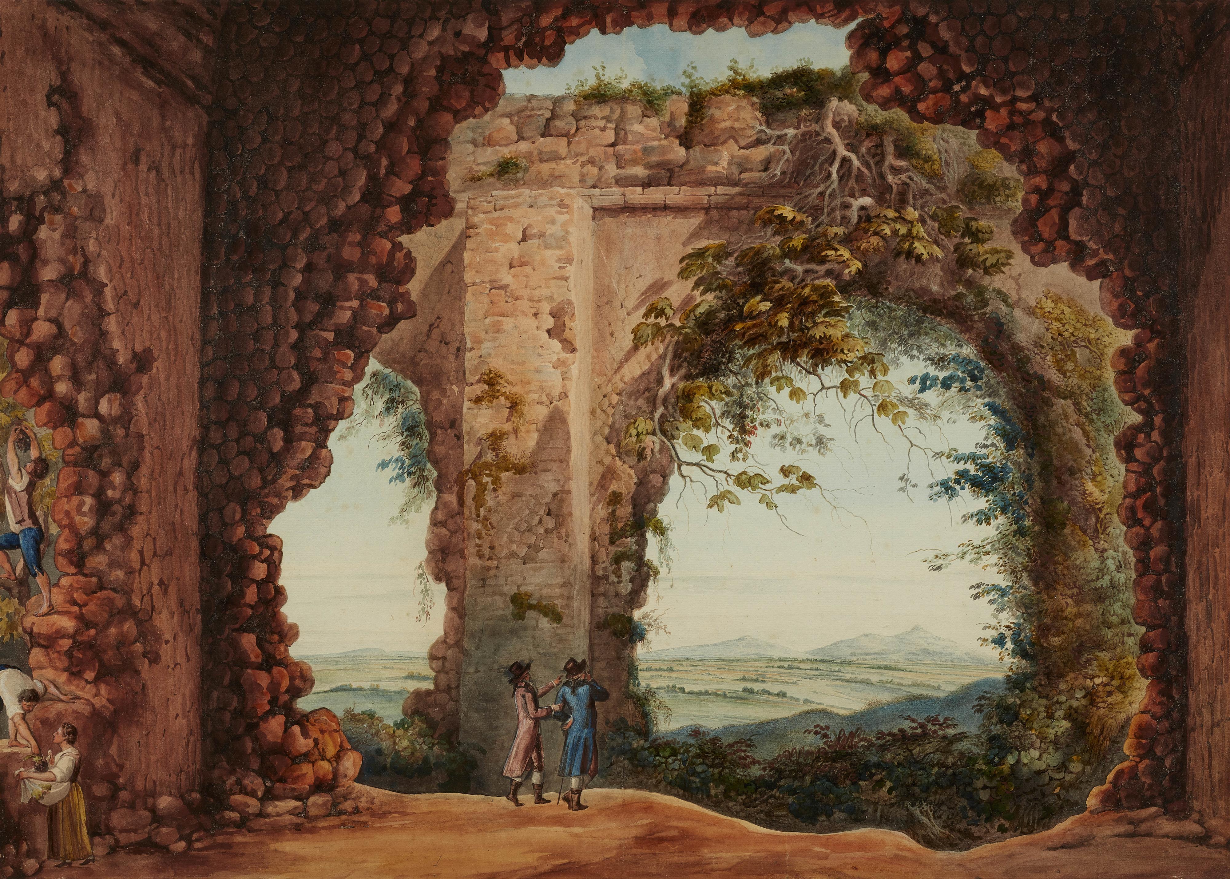Abraham Louis Rodolphe Ducros - Blick aus der Villa des Maecenas in Tivoli auf die Campagna