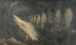 Abraham-Louis-Rodolphe Ducros - Innenansicht der Maecenas-Villa mit Kaskadenstrom