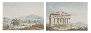 Abraham-Louis-Rodolphe Ducros - Temple De Poséidon À Paestum ; Et Baie De Naples
