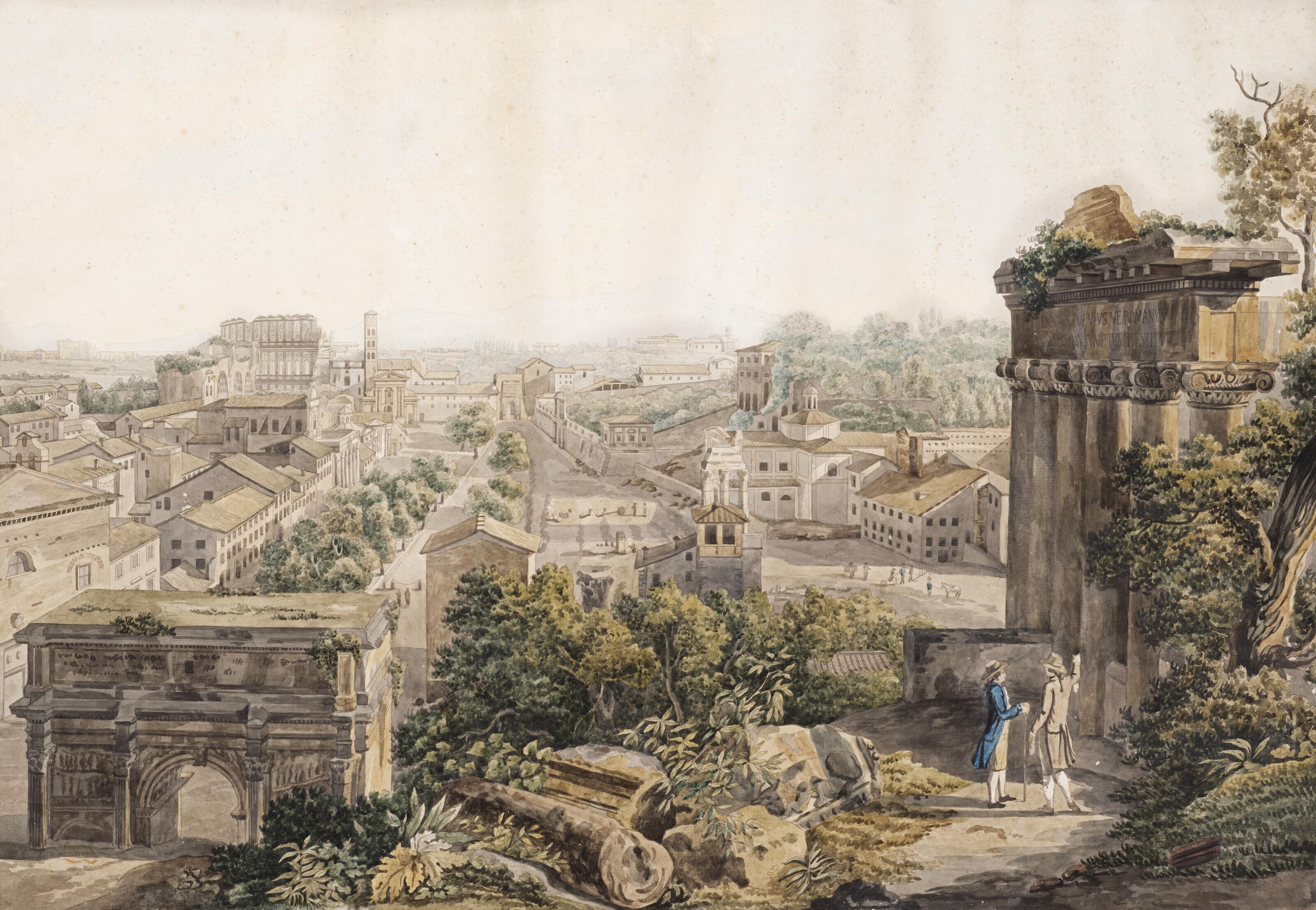 Abraham-Louis-Rodolphe Ducros - Vue De La Porte Romaine À Rome