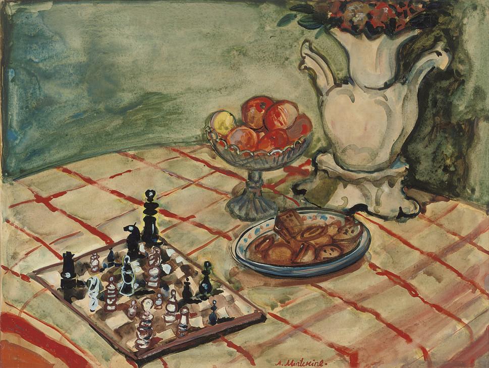 Abraham Mintchine - Still life with chess-board