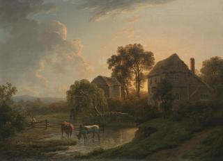 Abraham Pether - Landscape at sunset