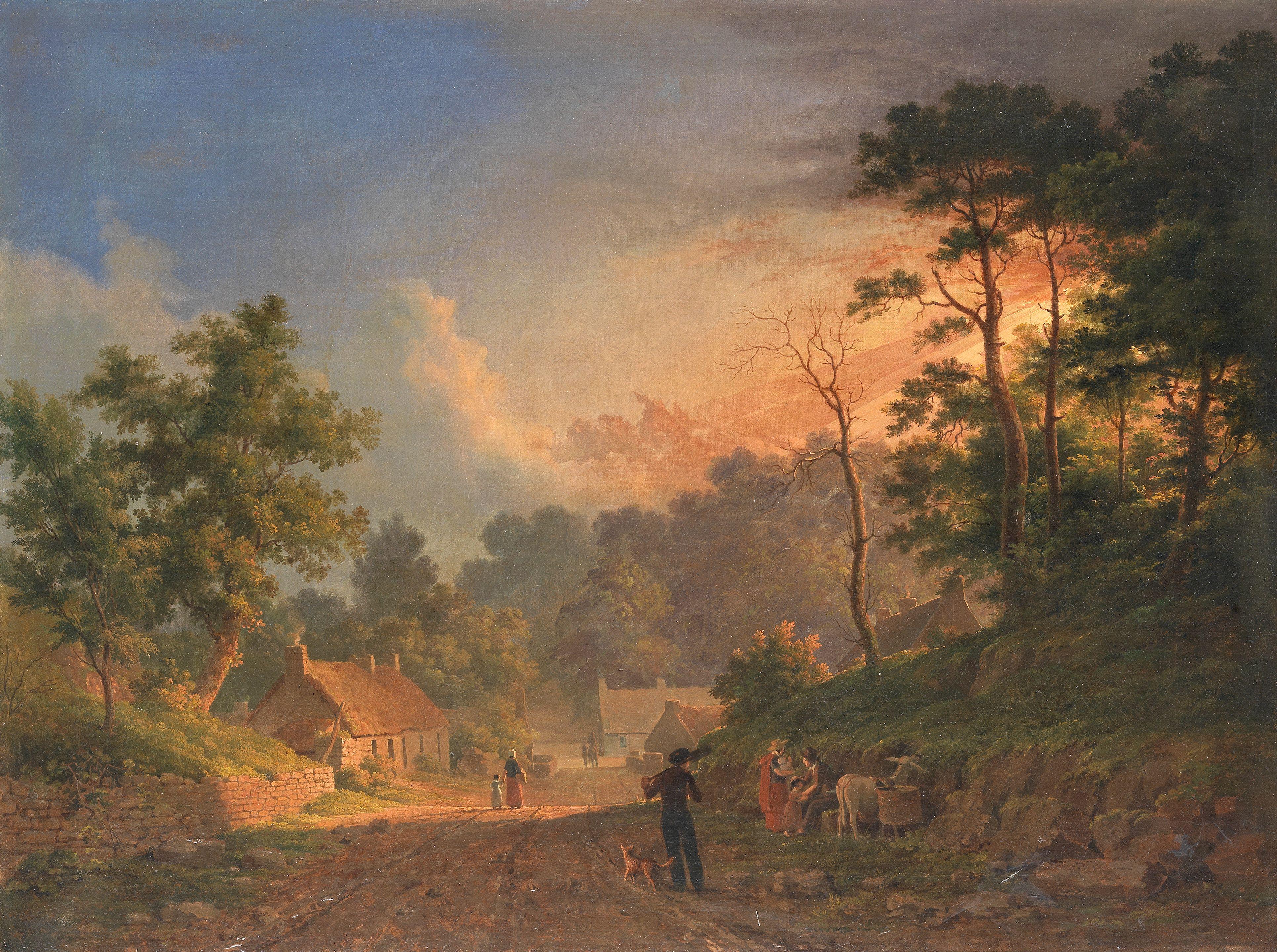 Abraham Pether - Sunset Over A Rural Landscape