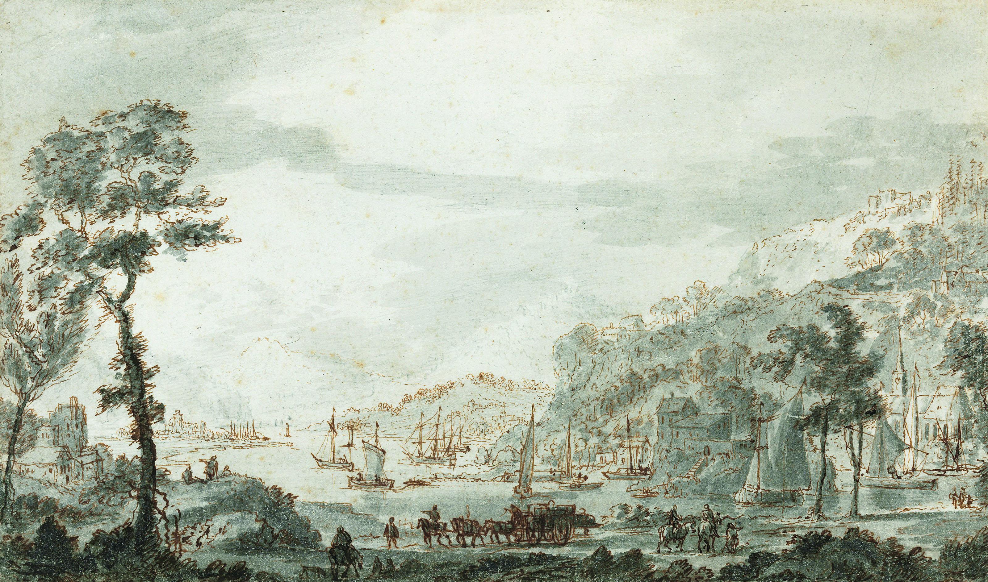 Abraham Rademaker - A mountainous river landscape