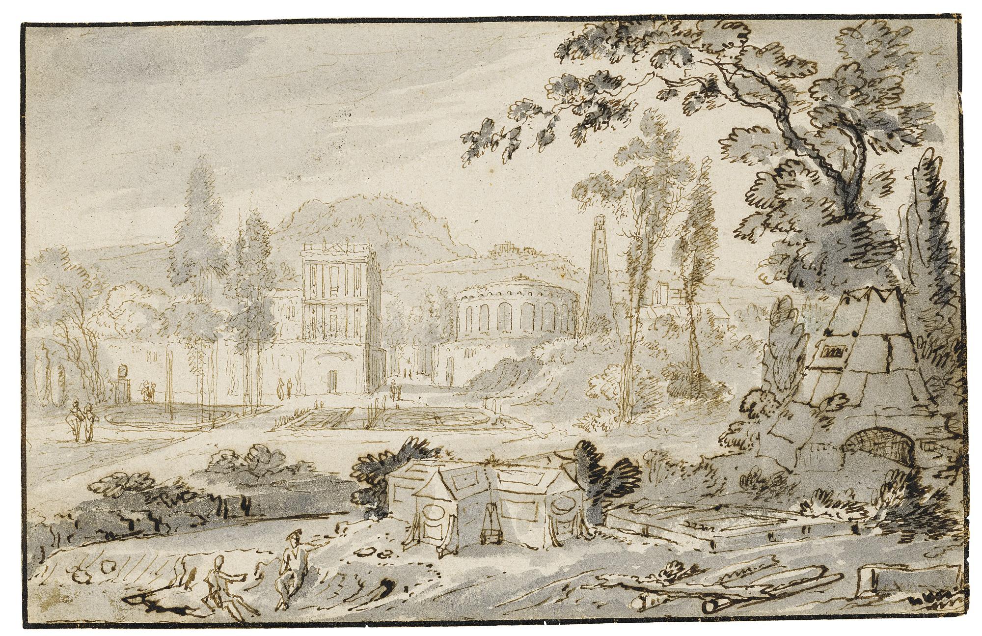 Abraham Rademaker - Classical Landscape With Figures