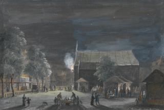 Abraham Rademaker - Fair On The Boterplein, Amsterdam, By Night