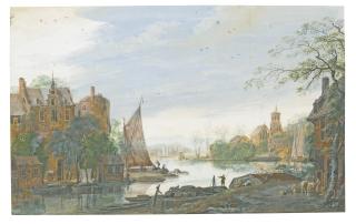Abraham Rademaker - Houses On The Banks Of A Canal, A Distant View Of A Town