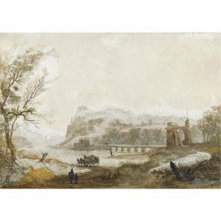 Abraham Rademaker - River Landscape With A Cart In The Foreground