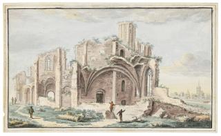 Abraham Rademaker - The ruins of the Karthuyser Church near Delft