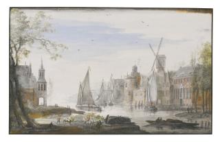 Abraham Rademaker - View Of A Town On A River