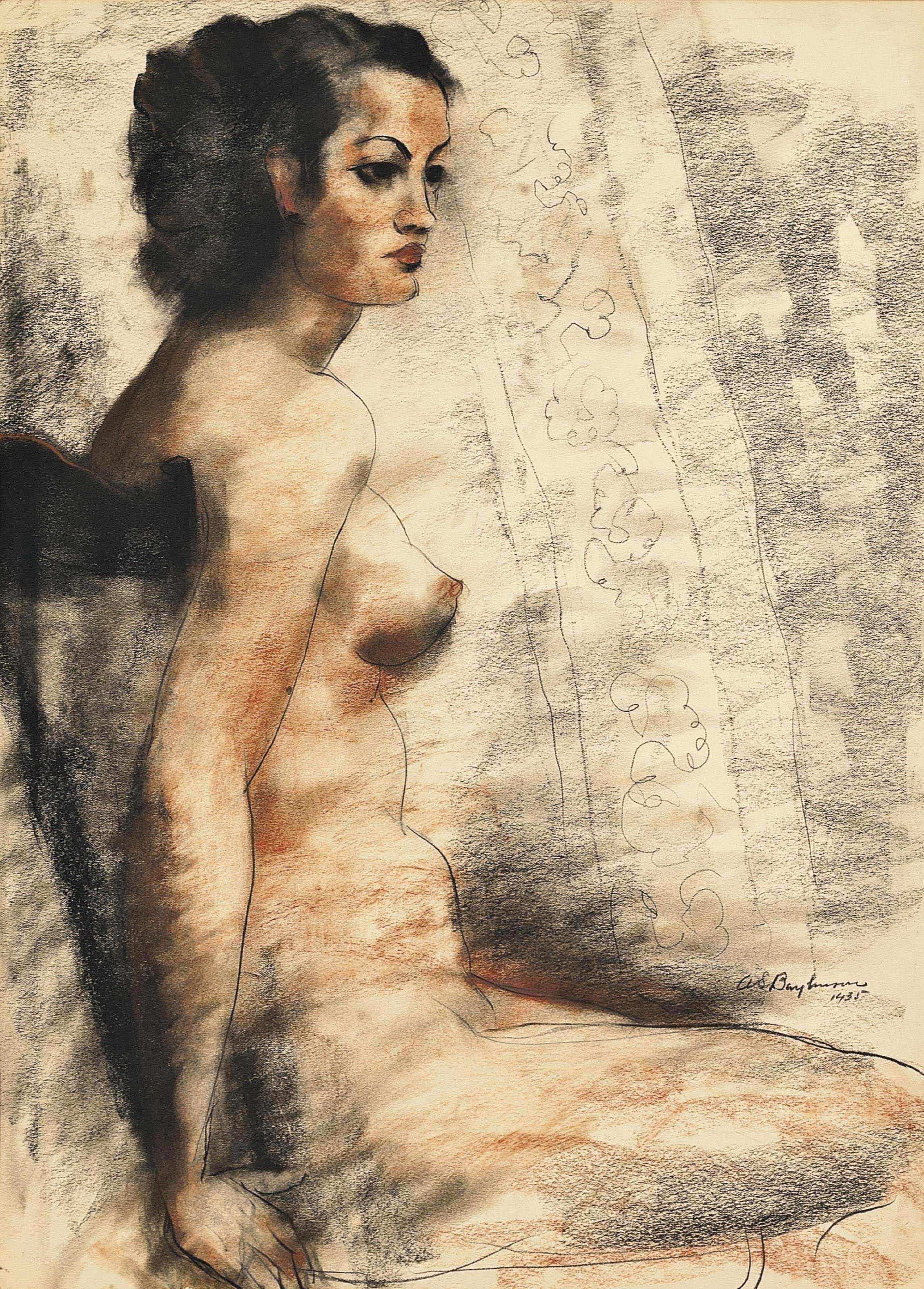 Abraham S. Baylinson - Seated female nude