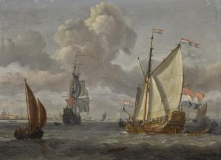 Abraham Storck - Shipping On The Ij, With A View Of Amsterdam Beyond
