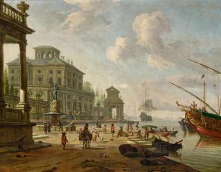 Abraham Storck - Südliche Hafenszene mit Orientalen