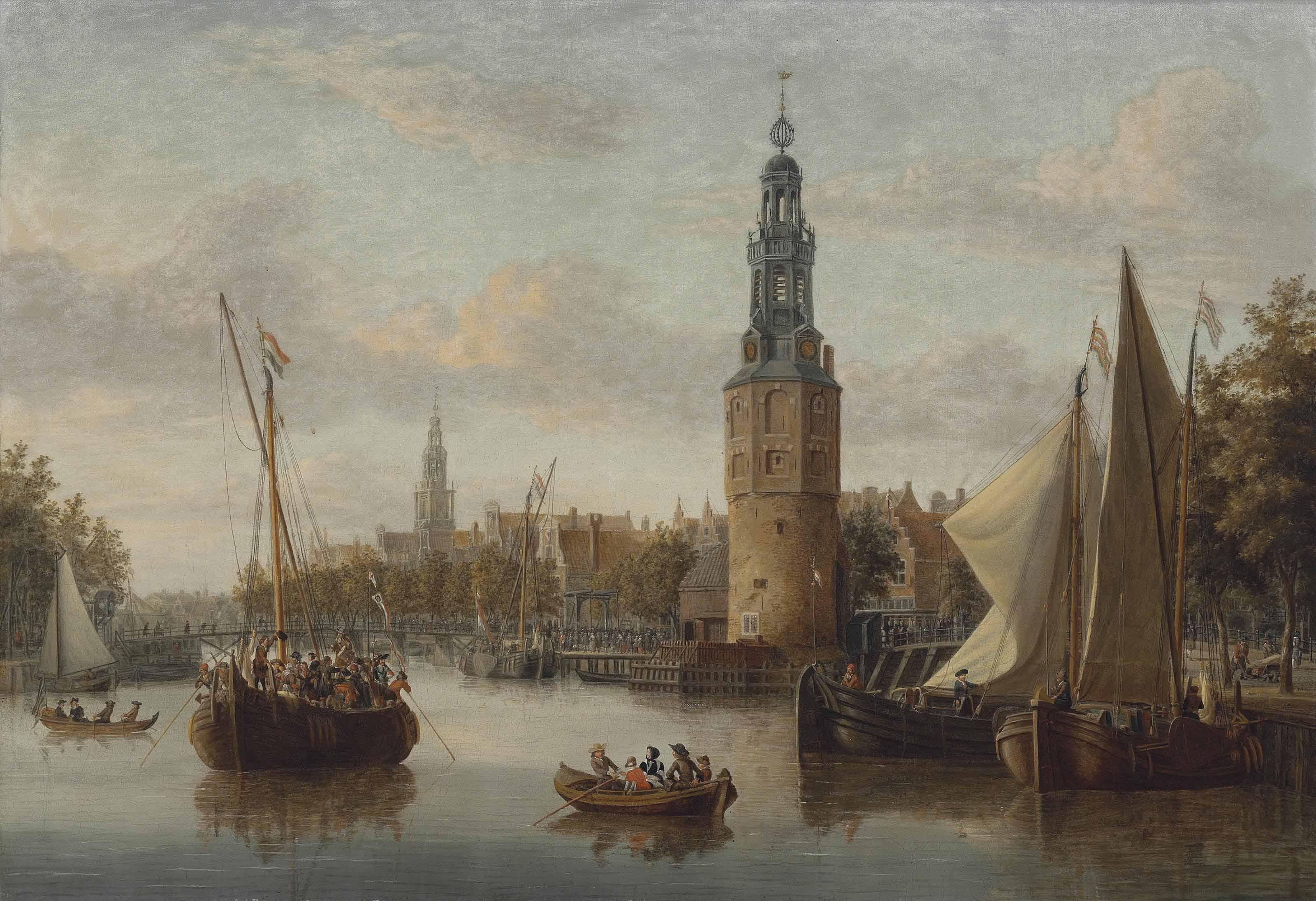 Abraham Storck - The boarding of the company troops at the Montelbaan Tower, Amsterdam