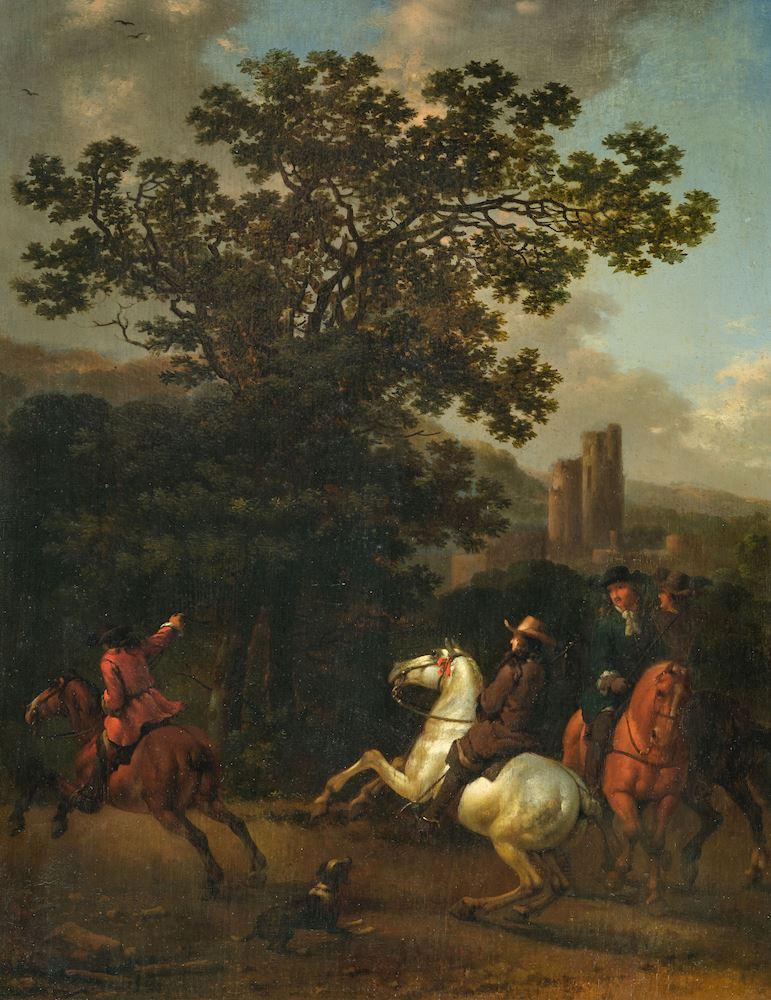 Abraham Van Calraet - Reiter in einer mediterranen Landschaft.