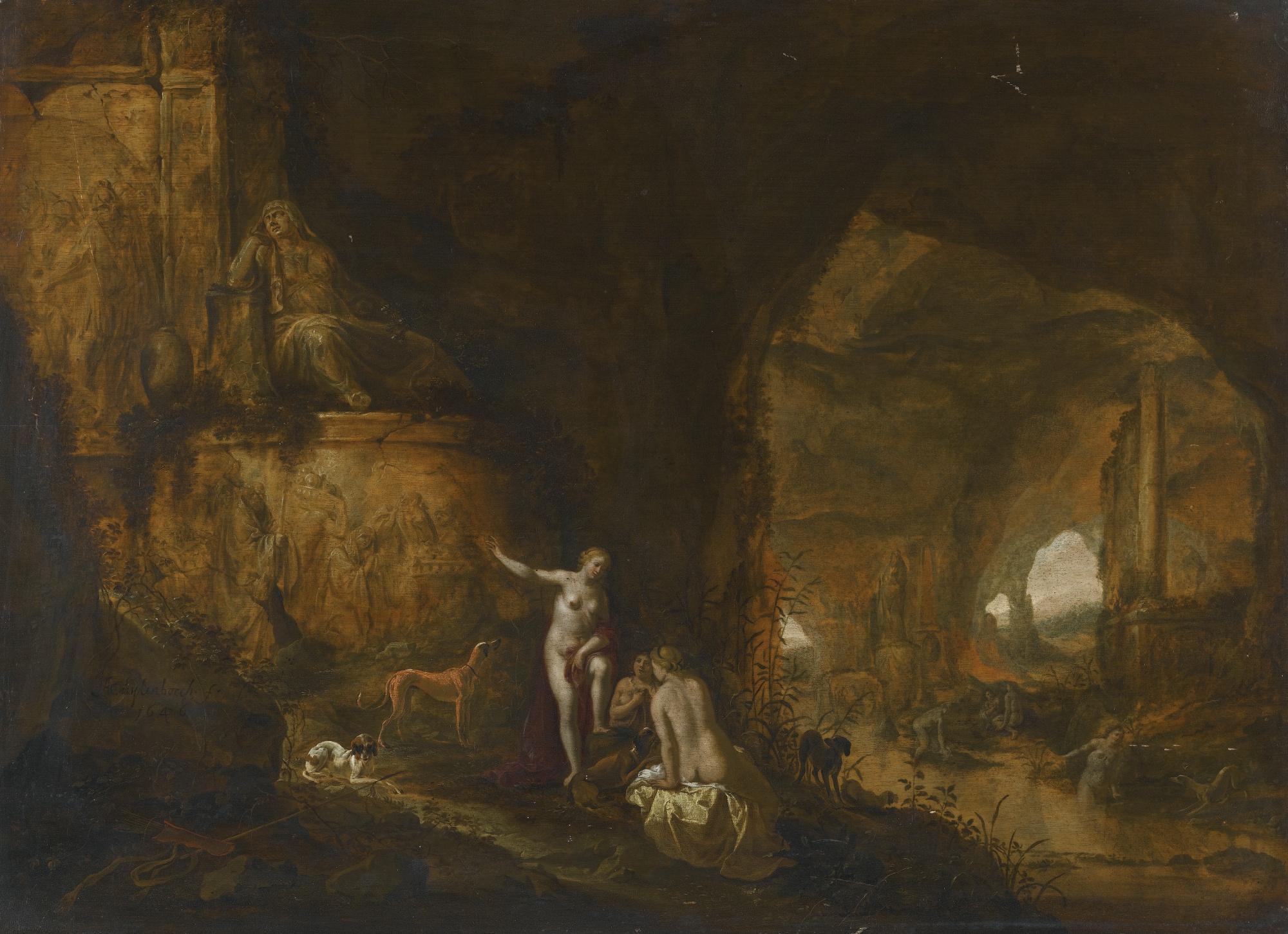Abraham Van Cuylenborch - Nymphs In A Grotto