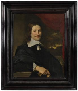 Abraham Van Den Tempel - Portrait Of A Gentleman Holding Gloves, Half-Length, Before A Landscape