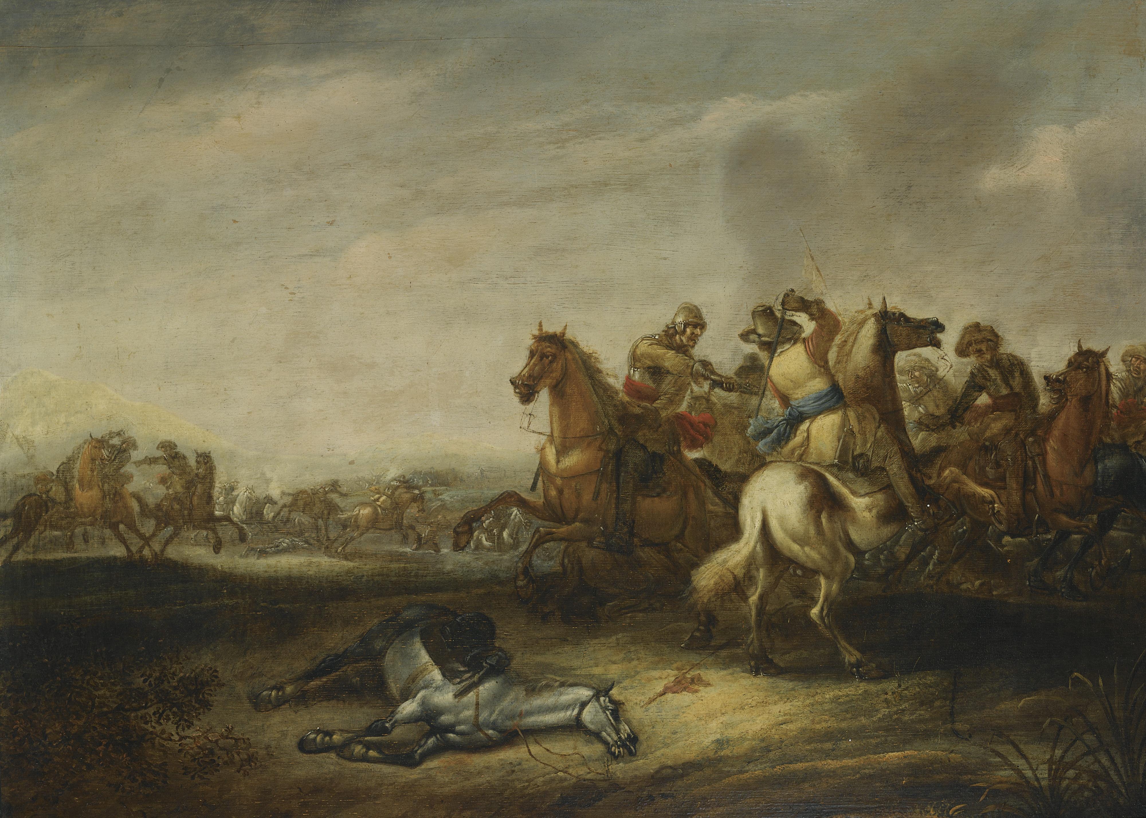 Abraham Van Der Hoef - A Cavalry Battle