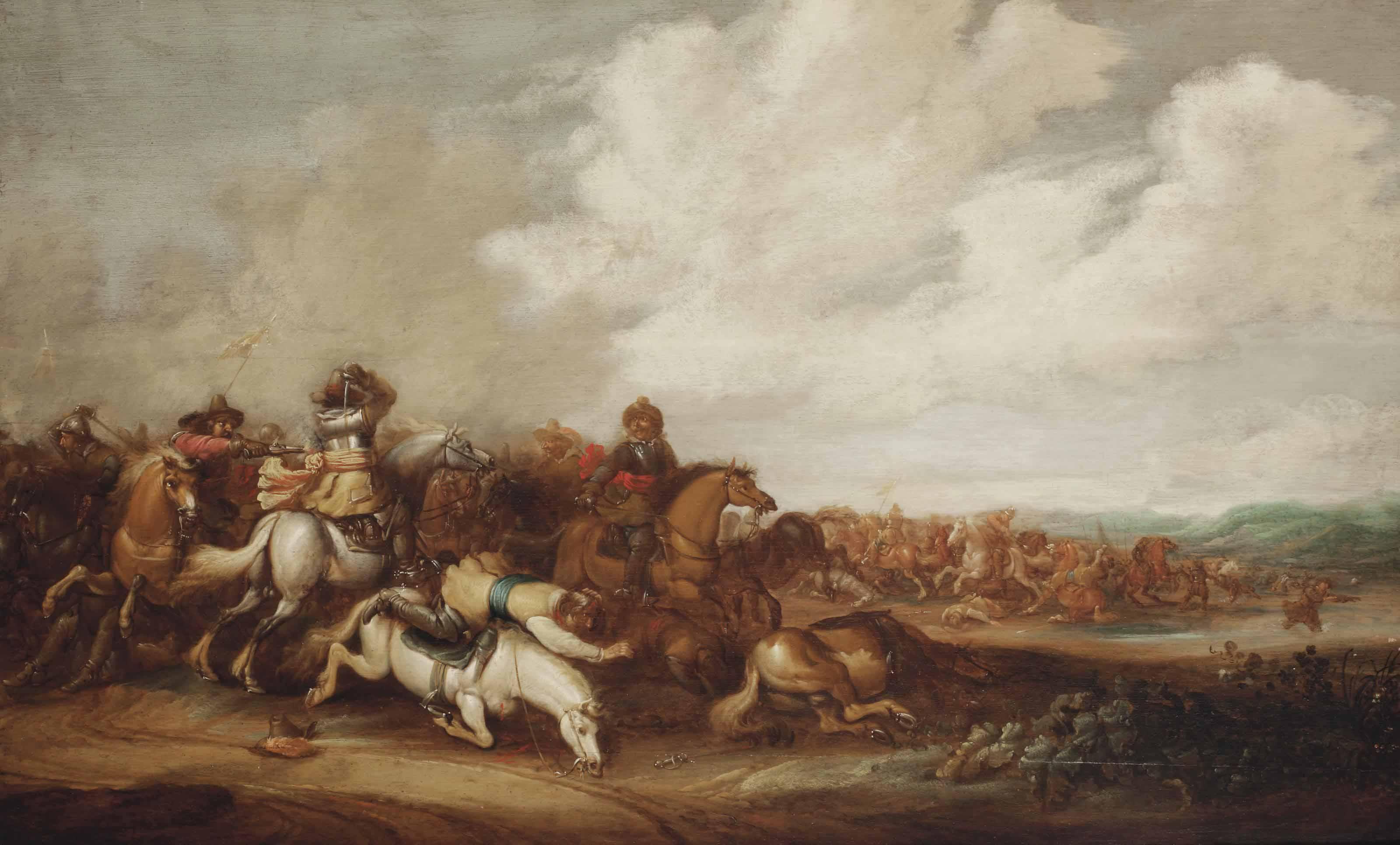 Abraham Van Der Hoef - A Cavalry Skirmish