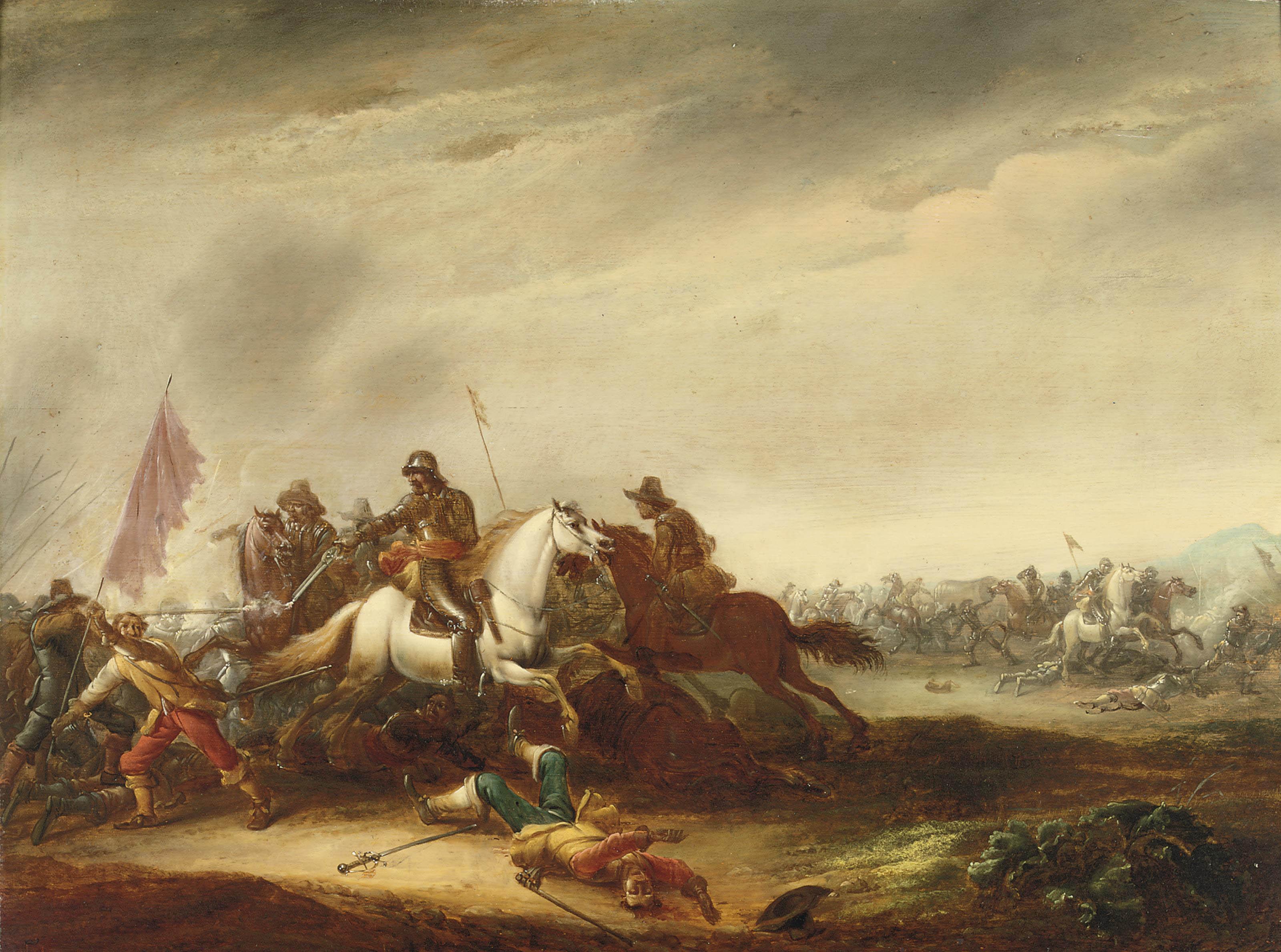 Abraham van der Hoef - A cavalry skirmish