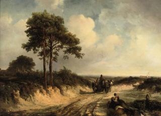 Abraham van der Wayen Pieterszen - A horse drawn cart along a dusty road