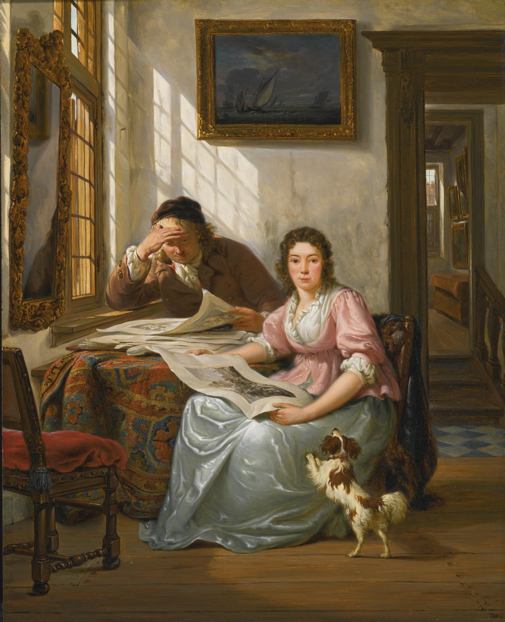 Abraham Van Strij - Interior With A Collector And His Wife