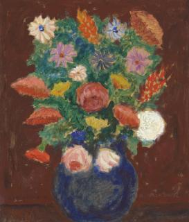 Abraham Walkowitz - Blue Vase with Flowers