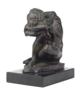 Abraham Walkowitz - Crouching male nude