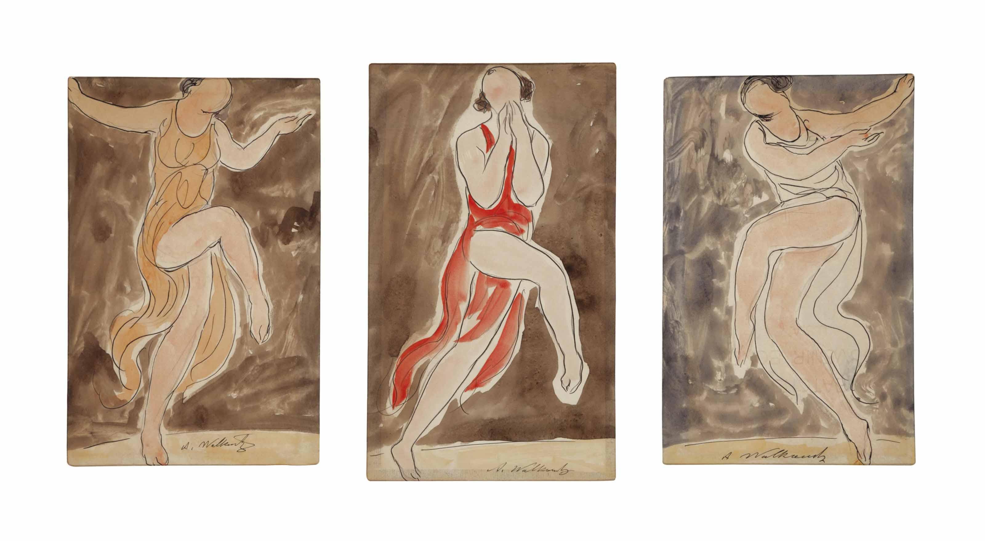 Abraham Walkowitz - Three studies of Isadora Duncan dancing