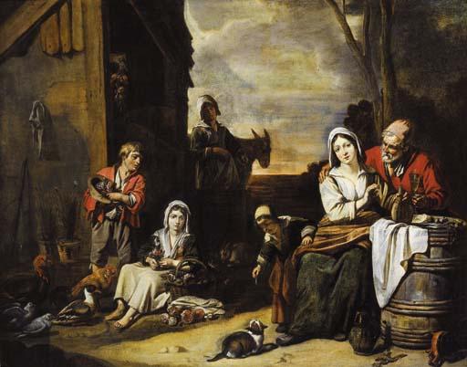Abraham Willemsens - A peasant family in a yard
