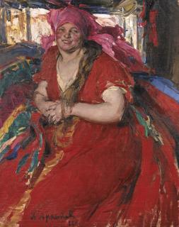 Abram Efimovich Arkhipov - Peasant Woman In A Red Dress