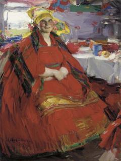 Abram Yefimovich Arkhipov - Russian Peasant Woman Drinking Tea