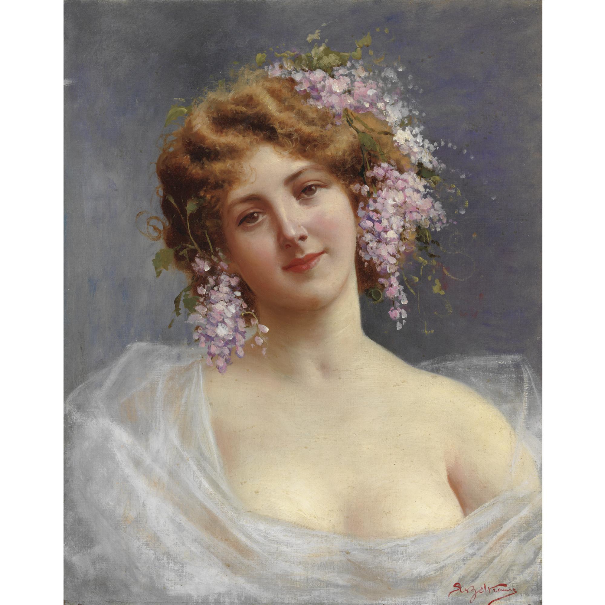 Achille Beltrame - Fanciulla Con Lillà